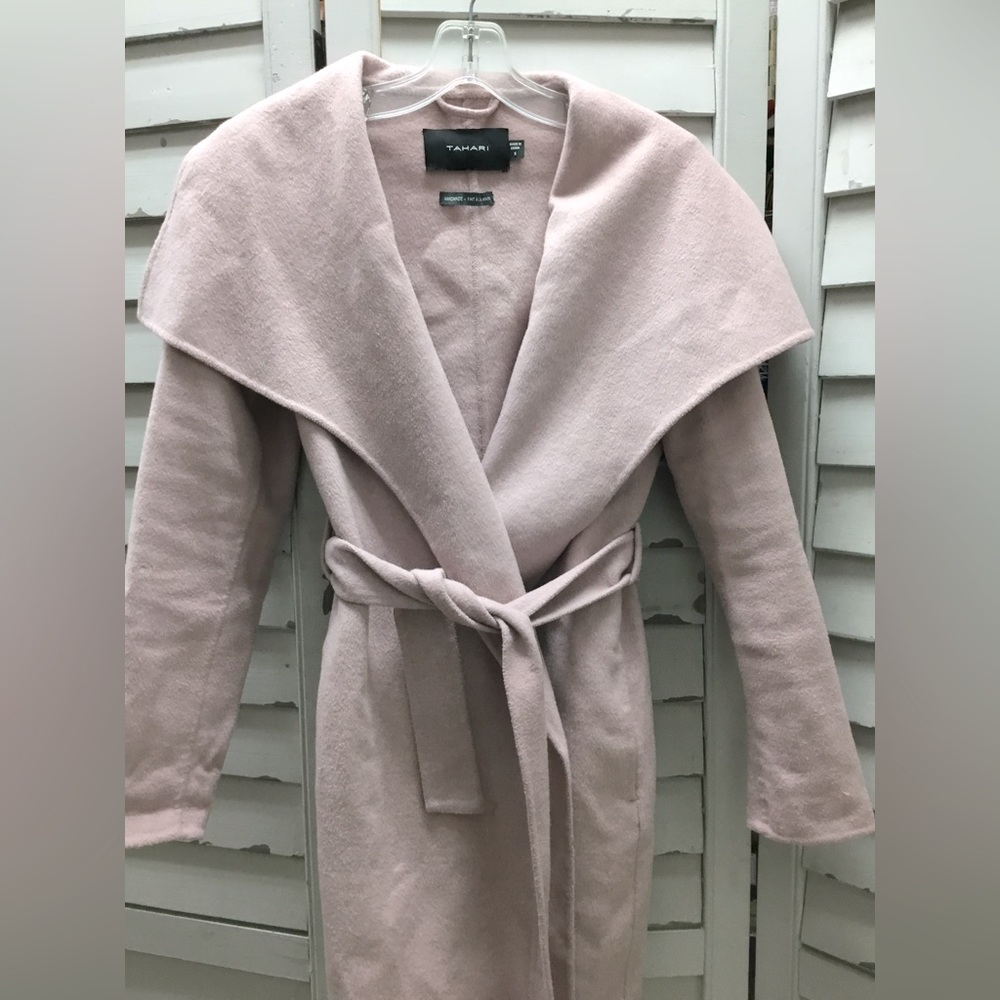 Tahari Elle wrap coat, handmade, wool blend, size S